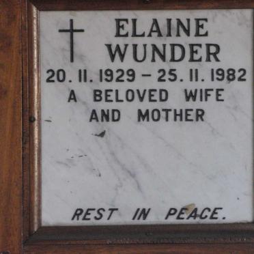 WUNDER Elaine 1929-1982