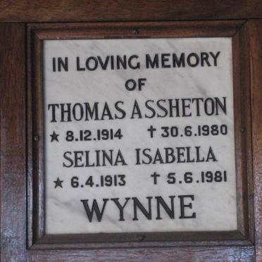 WYNNE Thomas Assheton 1914-1980 &amp; Selina Isabella 1913-1981