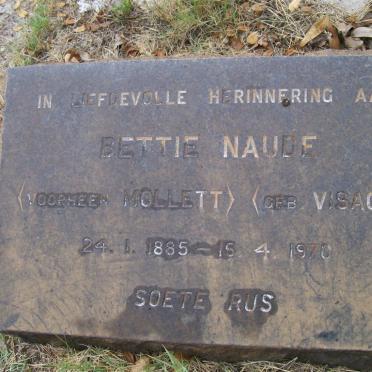 NAUDE Bettie formerly MOLLETT nee VISAGIE 1885-1970