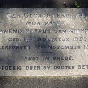 NIEKERK Barend Petrus, van 1850-1928