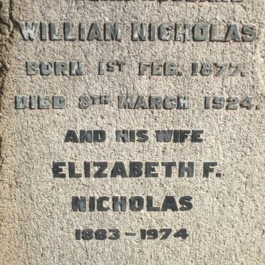 NICHOLAS William 1877-1924 &amp; Elizabeth F. 1883-1974 :: MARSHALL Frank 1886-1938