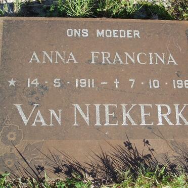 NIEKERK Anna Francina, van 1911-1967