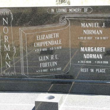 NORMAN Elizabeth Chippendale 1895-1978 :: FORTUIN Glen R.C. 1962-1992 :: NORMAN Manuel J. 1937-1977 &amp; Margaret 1939-2008