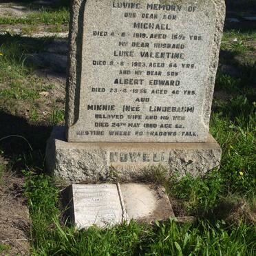 NOWELL Luke Valentine -1923 &amp; Minnie LINDEBAUM -1960 