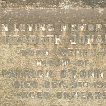 O'CONNOR Elizabeth Johanna nee CEHILL -1911