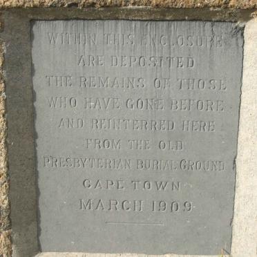 09. Reinterred from the Presbyterian Burial ground.  March 1909