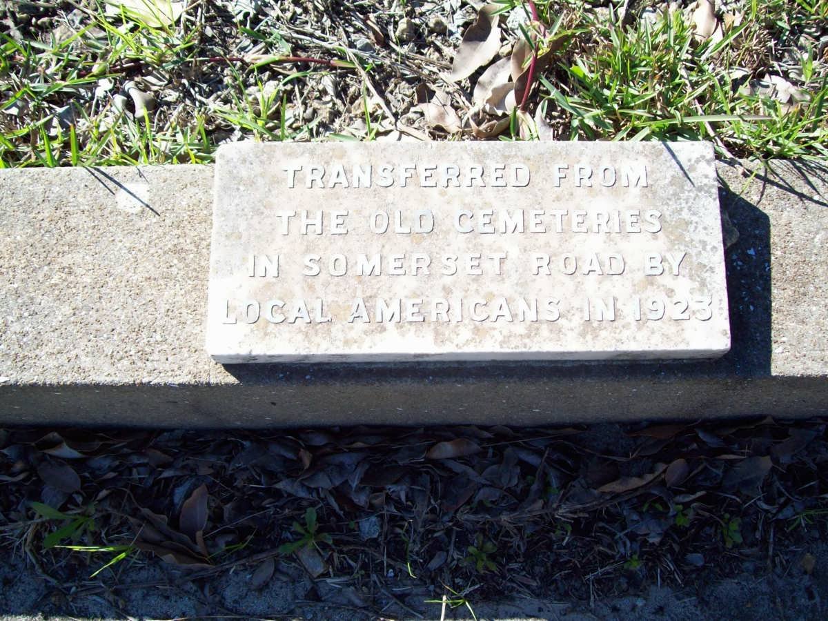 1. Transferred from the old cemeteries in Somerset Road by local Americans in 1923