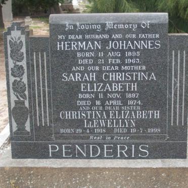 PENDERIS Herman Johannes 1895-1963 &amp; Sarah Christina Elizabeth 1897-1974 :: LLEWELLYN Christina Elizabeth 1918-1998