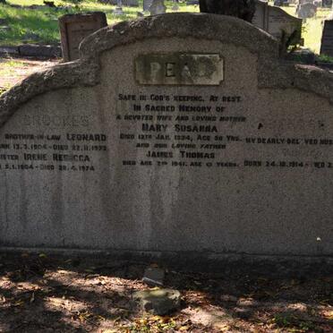 PEAD James Thomas -1941 &amp; Mary Susanna -1934 :: BROOKES Leonard 1904-1973 &amp; Irene Rebecca 1904-1974 :: ? 1914-1980