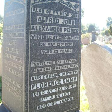 PEISER Alfred John Alexander -1920 &amp; Florence Emma -1971 :: PEISER George Benjamin -1923