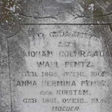 PENTZ Johan Coenraad Wahl 1865-1902 &amp; Anna Hermina KIRSTEN 1861-1905