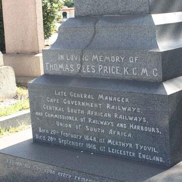 PRICE Thomas Rees K.G.M.C. 1848-1916