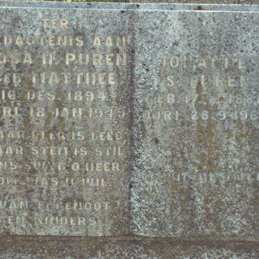 PUREN Johannes S. 1886-1963 &amp; Rosa H. MATTHEE 1894-1949