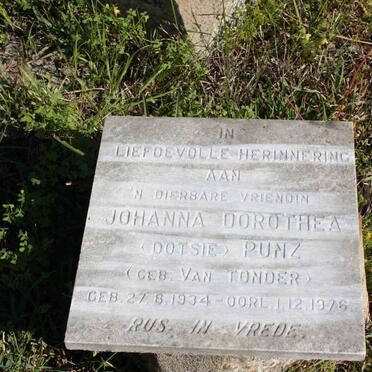 PUNZ Johanna Dorothea nee VAN TONDER 1934-1976