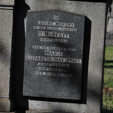 PFAFF D.H. 1867-1953 &amp; Maria Elizabeth LEROUX 1876-1961