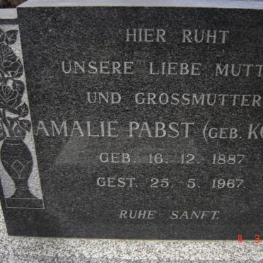 PABST Amalie nee KOCH 1887-1967
