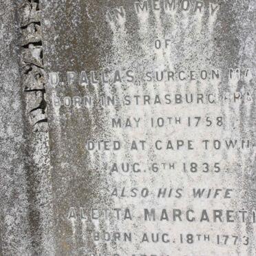 PALLAS D. 1758-1935 &amp; Aletta Margaretha 1773-1843