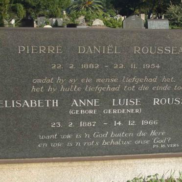 ROUSSEAU Pierre Daniel 1882-1954 &amp; Elizabeth Anne Luise GERDENDER 1887-1966