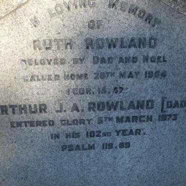 ROWLAND Arthur J.A. -1973 &amp; Ruth -1964