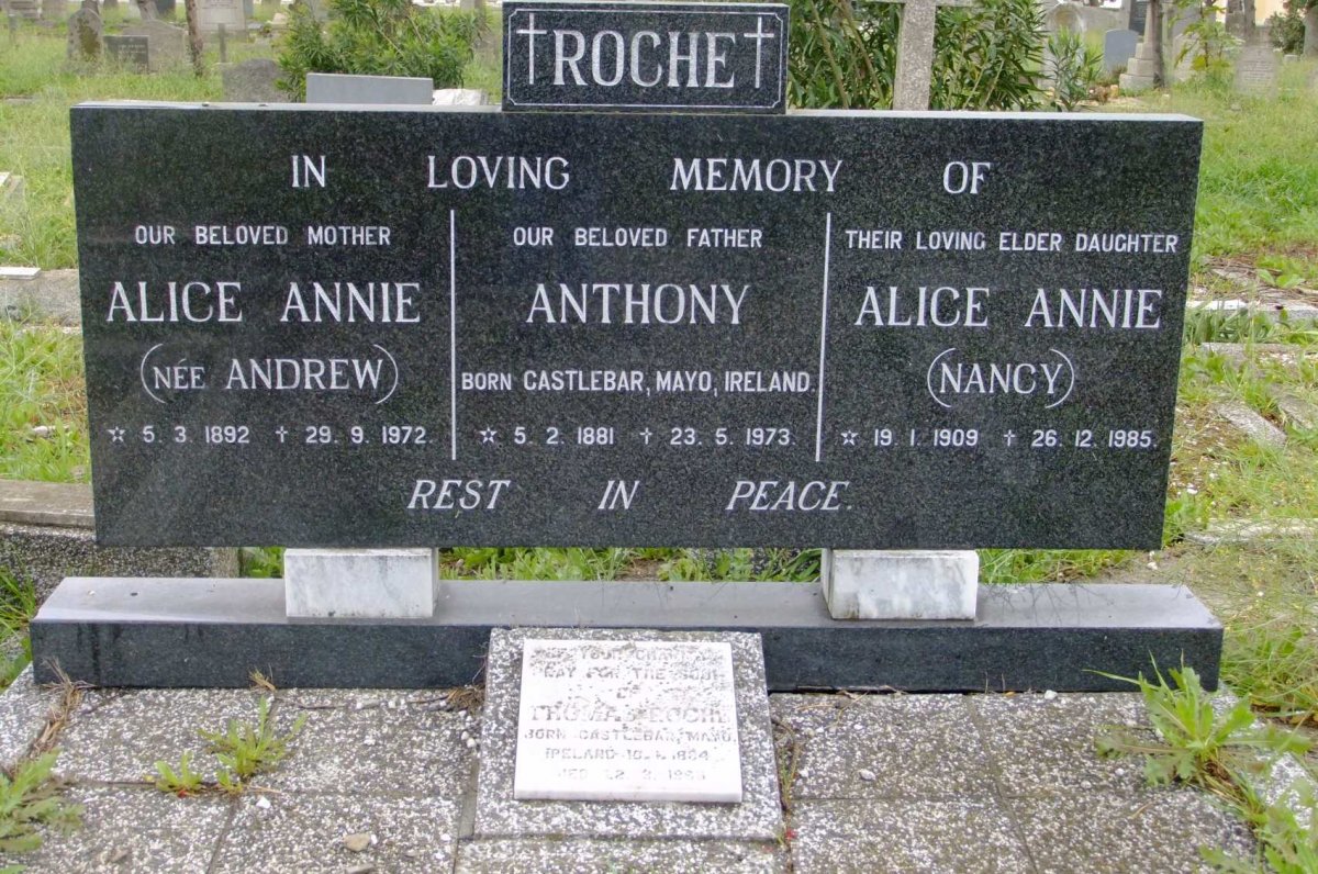 ROCHE Anthony 1881-1973 &amp; Alice Annie ANDREW 1892-1972 :: ROCHE Alice Annie 1909-1985