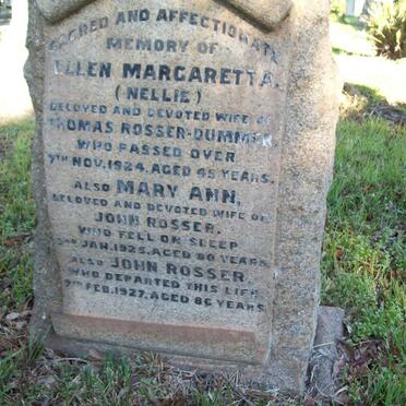 ROSSER John -1927 &amp; Mary Ann -1925 :: ROSSER-DUMMER Ellen Margaretta -1924
