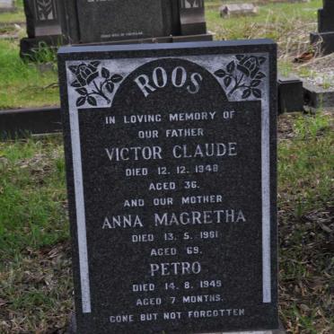 ROOS Victor Claude -1948 &amp; Anna Magretha -1961 :: ROOS Petro -1945