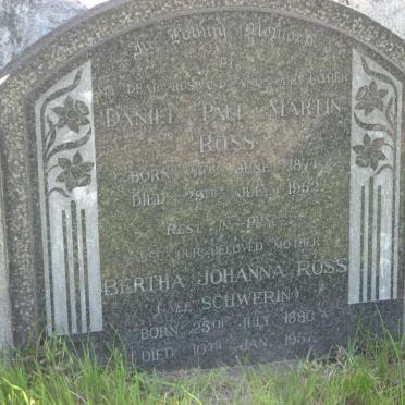 ROSS Daniel Paul Martin 1877-1952 &amp; Bertha Johanna SCHWERIN 1880-1957