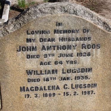 ROOS John Anthony -1928 :: LUGSDIN William -1935 &amp; Magdalena C. 1889-1987