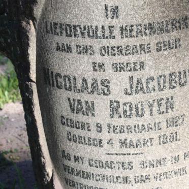 ROOYEN Nicolaas Jacobus, van 1927-1991