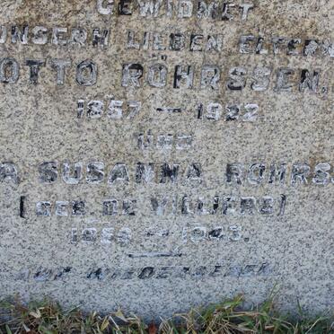 RÖHRSSON Otto 1857-1922 &amp; Anna Susanna DE VILLIERS 1858-1943
