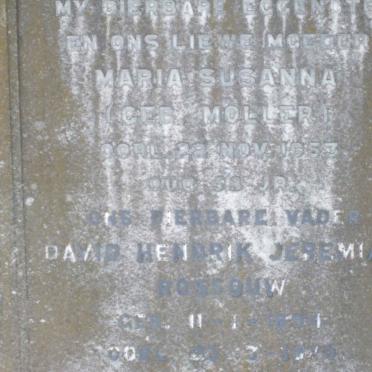 ROSSOUW David Hendrik Jeremias 1894-?? &amp; Maria Susanna MOLLER -1953