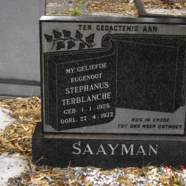 SAAYMAN Stephanus Terblanche 1925-1972