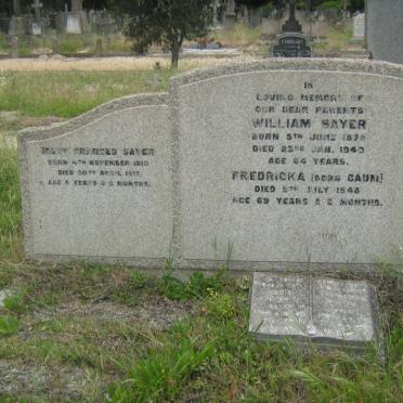 SAYER William 1878-1940 &amp; Fredricka GAUM -1948 :: SAYER Mary Frances 1910-1917