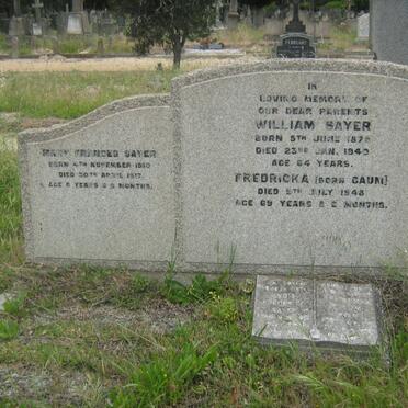 SAYER William 1878-1940 &amp; Fredricka GAUM -1948 :: SAYER Mary Frances 1910-1917