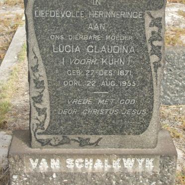 SCHALKWYK Lucia Glaudina, van nee KUHN 1871-1955