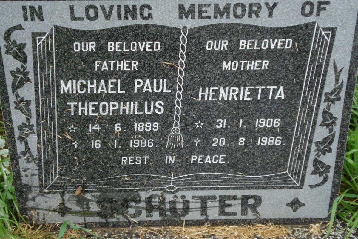 SCHUTER Michael Paul Theophilus 1899-1986 &amp; Henrietta 1906-1986