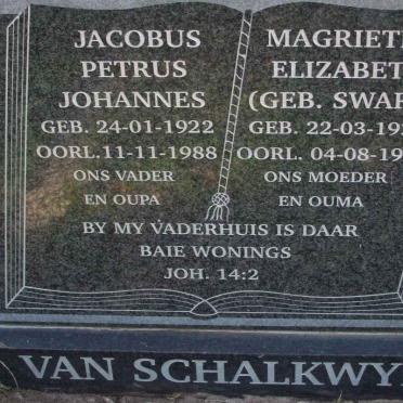 SCHALKWYK Jacobus Petrus Johannes, van 1922-1988 &amp; Magrietha Elizabeth SWART 1925-1998