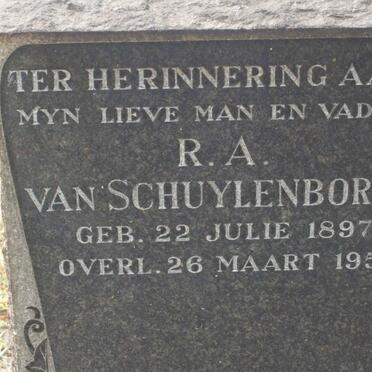 SCHUYLENBORGH R.A., van 1897-1956