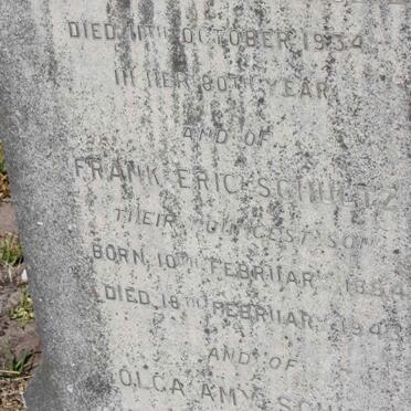 SCHULTZ John H. 1849-1930 &amp; Annie Amelia -1934