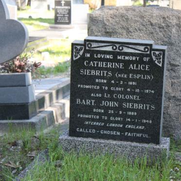 SIEBRITS Bart John 1889-1948 &amp; Catherine Alice ESPLIN 1891-1974
