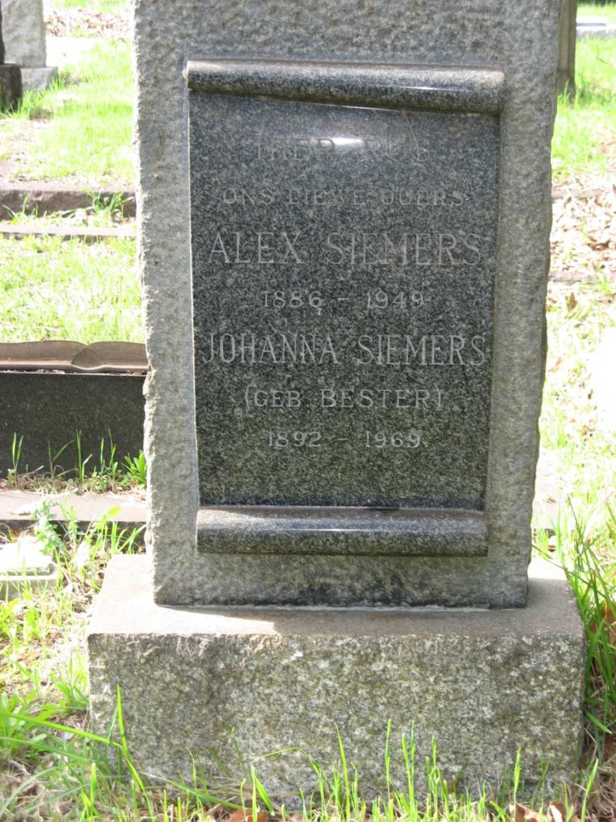 SIEMERS Alex 1886-1949 &amp; Johanna BESTER 1892-1969