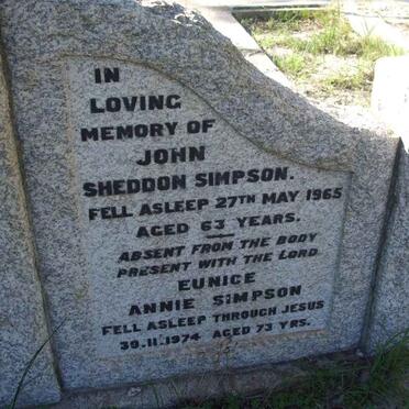 SIMPSON John Sheddon -1965 &amp; Eunice Annie -1974