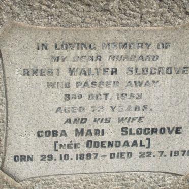 SLOGROVE Ernest Walter −1953 &amp; Coba Maria ODENDAAL 1897-1970
