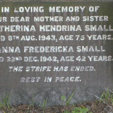 SMALL Catherina Hendrina  -1943 :: SMALL Anna Fredericka  -1942 