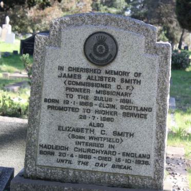 SMITH James Allister 1865-1960 &amp; Elizabeth C. WHITFIELD 1886-1936