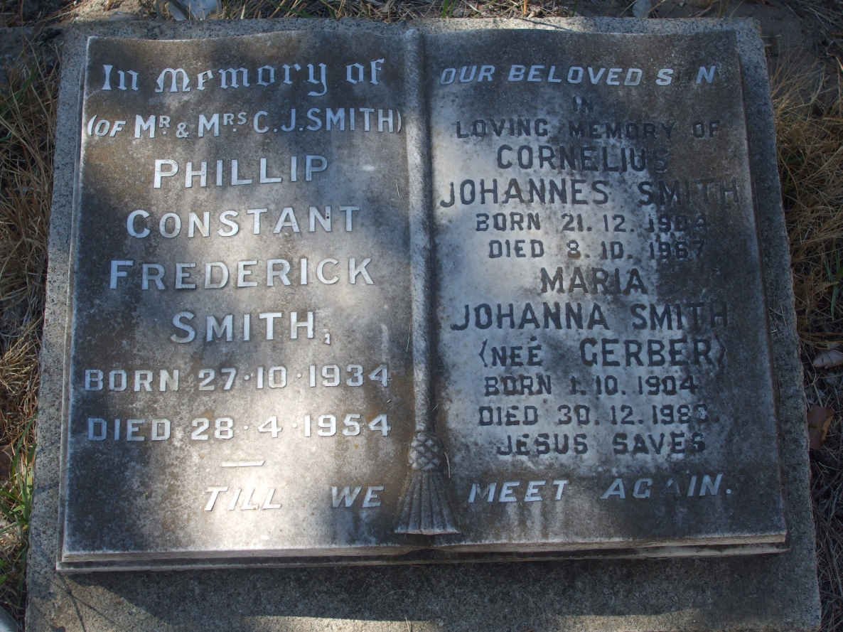 SMITH Cornelius Johannes 1904-1987 &amp; Maria Johanna GERBER 1904-1980 :: SMITH Phillip Constant Frederick 1934-1954