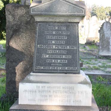 SMIT Jacobus Petrus -1926 &amp; Jacoba Sophia Petronella DE VILLIERS -1942