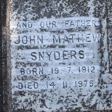 SNYDERS John Mathew 1912-1975