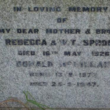 SPROULE Ronald William 1873-1947 &amp; Rebecca -1926 :: SPROULE W.T. -1926