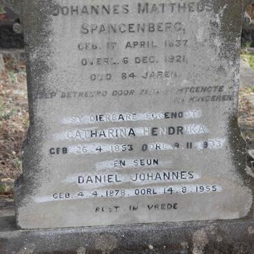 SPANGENBERG Johannes Mattheus 1837-1921 &amp; Catharina Hendrika 1853-1933 :: SPANGENBERG Daniel Johannes 1878-1955